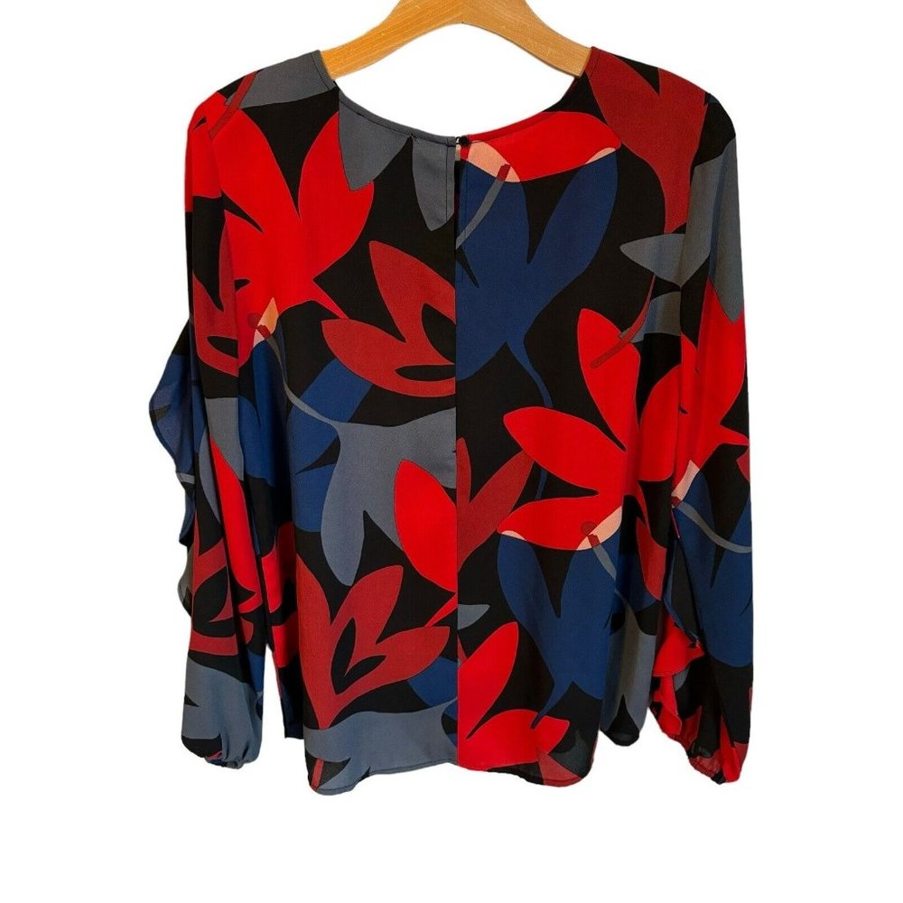 Loft Blouse Multi Floral Ruffle - Picture 7 of 12